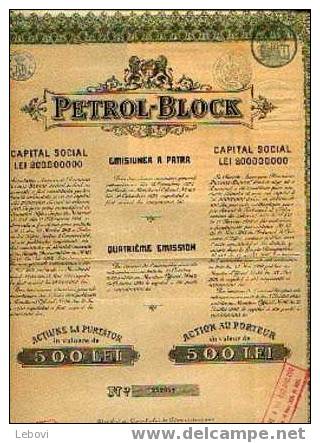 BUCAREST "Petrol-Block" 4ème émission  Action De 500 Lei - Pétrole