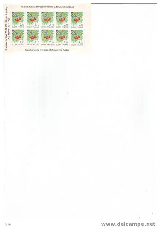 FINLANDIA  1990 -  Yvert  1095 (x 10) - Bacche - Natura - Blocchi E Foglietti