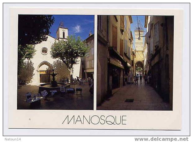 Cpm Multivues, Manosque,place St Sauveur, Rue Soubeyran - Manosque