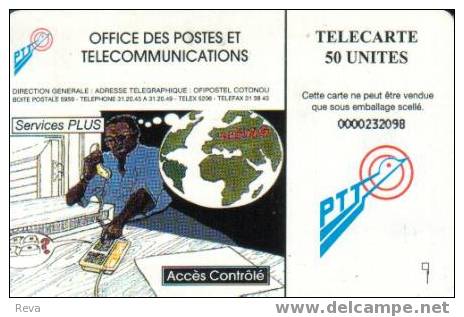 BENIN  50 UNITS  SUMMIT  LOGO   BACK  MAN ON TELEPHONE  REV. 1 CHIP  BEN-15  SPECIAL PRICE  !!! SEE NOTE !! - Bénin