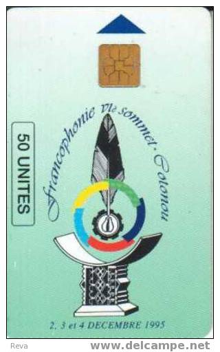 BENIN  50 UNITS  SUMMIT  LOGO   BACK  MAN ON TELEPHONE  REV. 1 CHIP  BEN-15  SPECIAL PRICE  !!! SEE NOTE !! - Benin