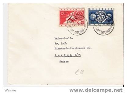 B259 / -  BELGIEN -  Rotary 1954 &ndash; Mit Sonderstempel In Die Schweiz  (Zürich) - Briefe U. Dokumente