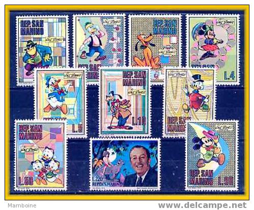 Saint Marin 1970 Walt Disney  10 Val.  Serie Compl. Neuve X X - Unused Stamps