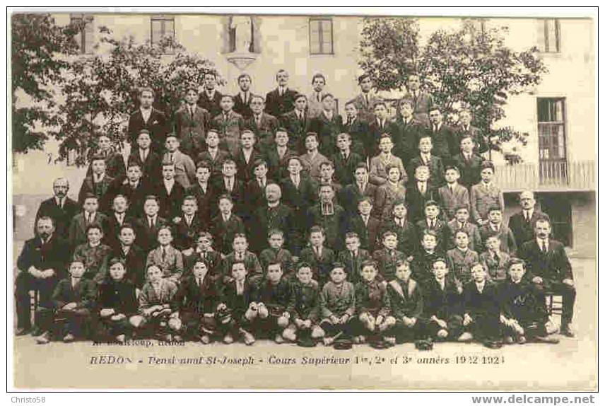35  REDON  Pensionnat St Joseph Cours Superieur  1ere,2eme Et 3eme Année 1922 1923 - Redon