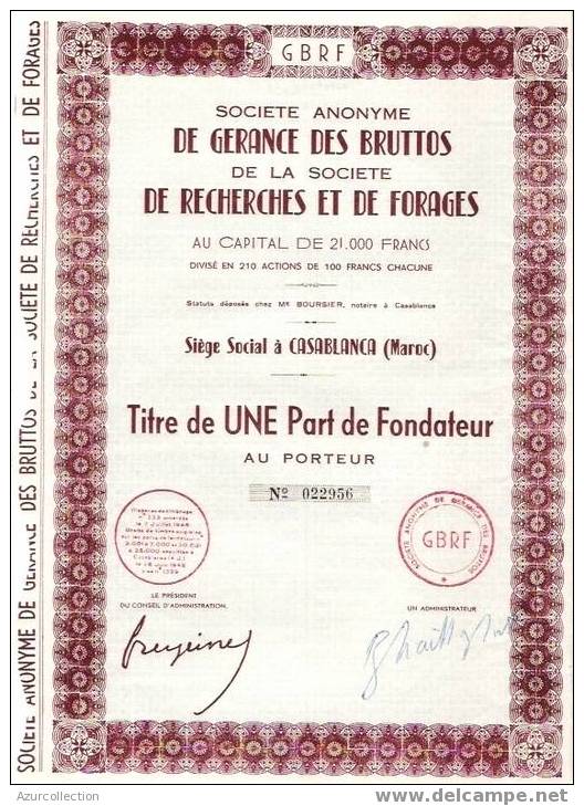 TITRE .RECHERCHE ET FORAGES .CASABLANCA .MAROC - Petróleo