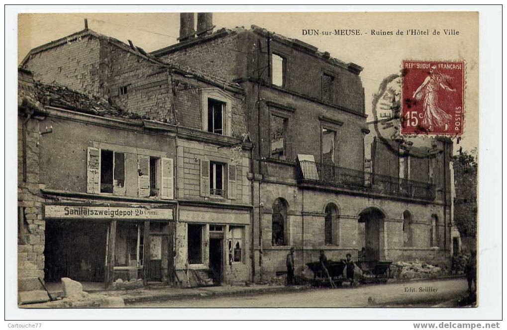 J37 - DUN-sur-MEUSE - Ruines De L´Hôtel De Ville (carte Animée) - Dun Sur Meuse