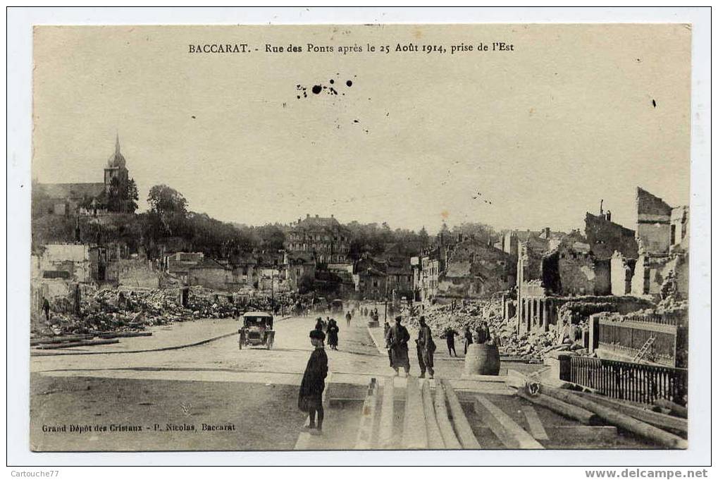 J37 - BACCARAT - Rue Des PONTS Après Le 25 Août 1914, Prise De L'Est (jolie Carte Animée De 1915) - Baccarat