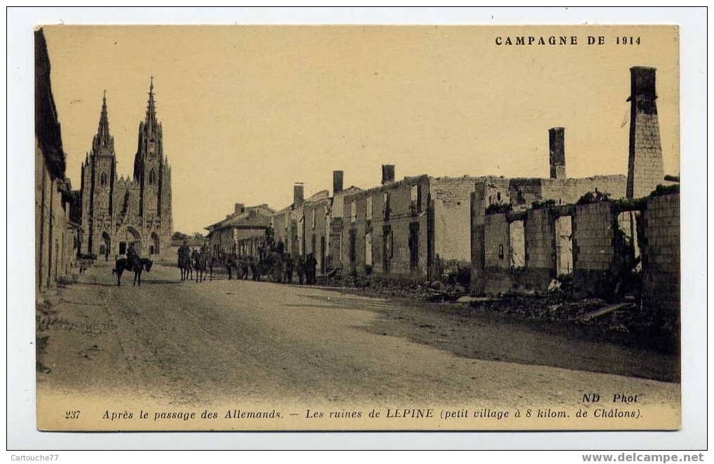 J38 - Les Ruines De LEPINE (petit Village Près De Châlons) Après Le Passage Des Allemands (carte Animée) - L'Epine