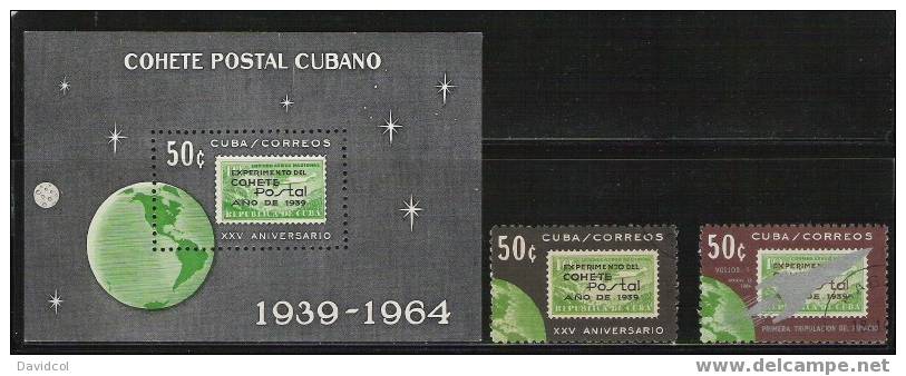 Q647.-.C U B A.- 1964  ,  XXV ANNIVERSARY OF  " COHETE POSTAL " - South America