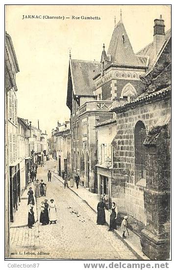 16 - CHARENTE - JARNAC - RUE GAMBETTA TRES ANIMEE - Edit. LEBON - Jarnac