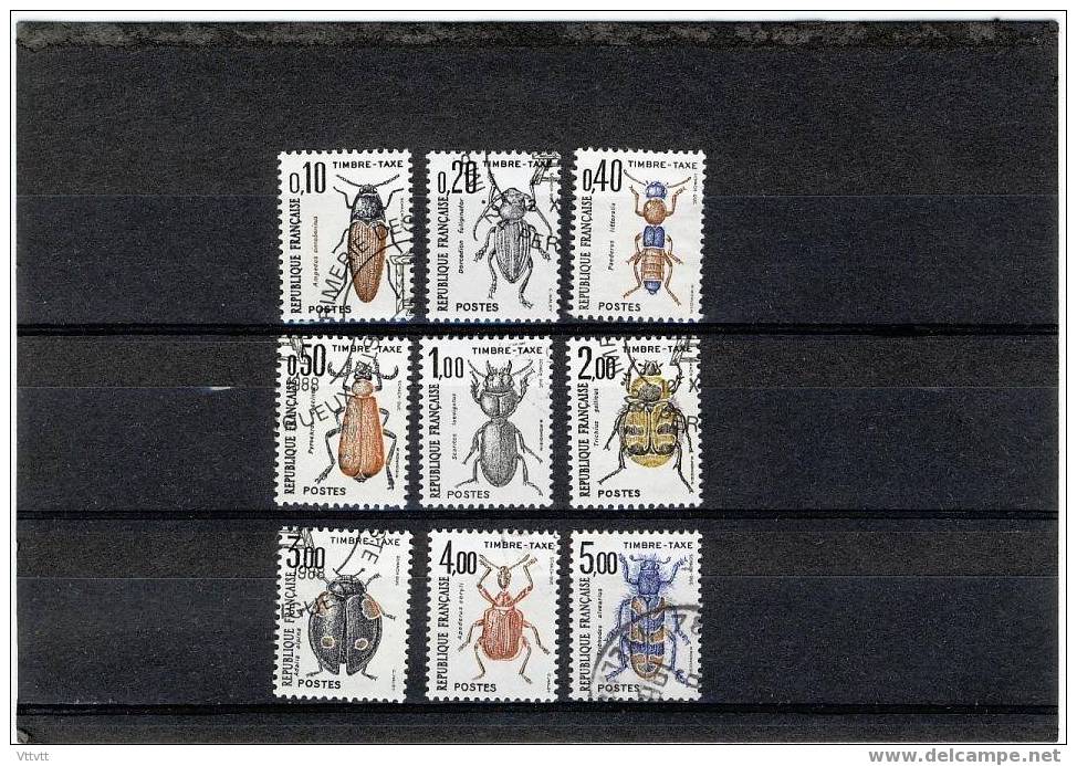 Timbres Taxes, 1982-1983, Insectes, N° 103, 104, 110,105, 106,107, 111, 108, 112 (obliteres). A 20 % De La Cote. - 1960-.... Afgestempeld