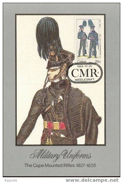 CISKEI   CARTE MAXIMUM NUM.YVERT 67 UNIFORMES MILITAIRES - Ciskei