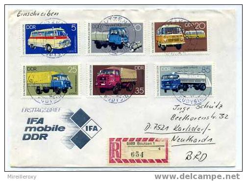 CAMIONS / AUTOMOBILE / TIMBRES ALLEMAGNE SUE LETTRE RECOMMANDEE - Camiones