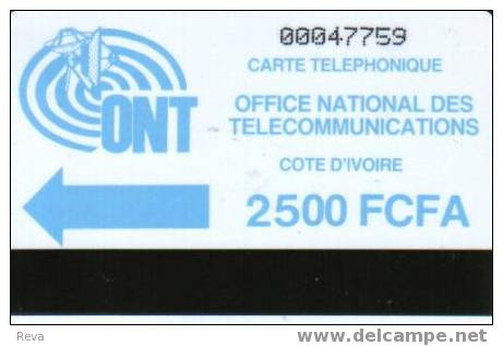 IVORY COAST  2500 F AUTELCA  BLUE  LOGO  IVC--02  BARRED "0"  SPECIAL PRICE !! - Côte D'Ivoire