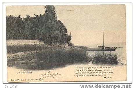 Lac De Morat, (Poème),  Zonder Postzegel - Morat
