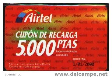 Airtel ACR-007 Cupon De Recarga 5000 Ptas. 1/01/2000. Reverso 907  G&D - Airtel