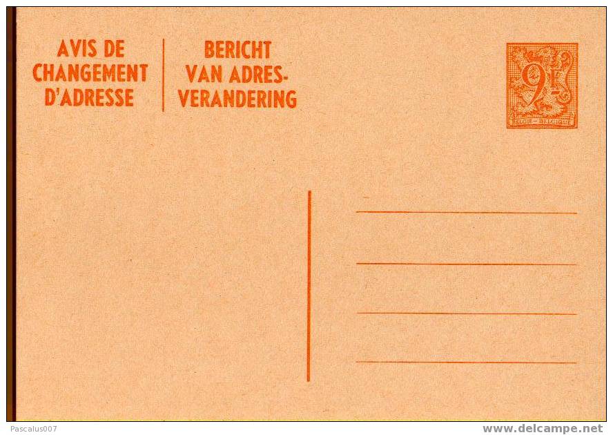 AP - Entier Postal - Carte Postale Avis De Changement D´adresse N° 26 - Chiffre Sur Lion Héraldique Avec Banderole - 9,0 - Adressenänderungen