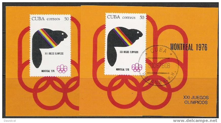 Q648.-.C U B A.- 1976  , " SPORTS - OLYMPICS ; DEPORTES - OLIMPICOS " MNH  AND USED S/S , MONTREAL`76 - Verano 1976: Montréal