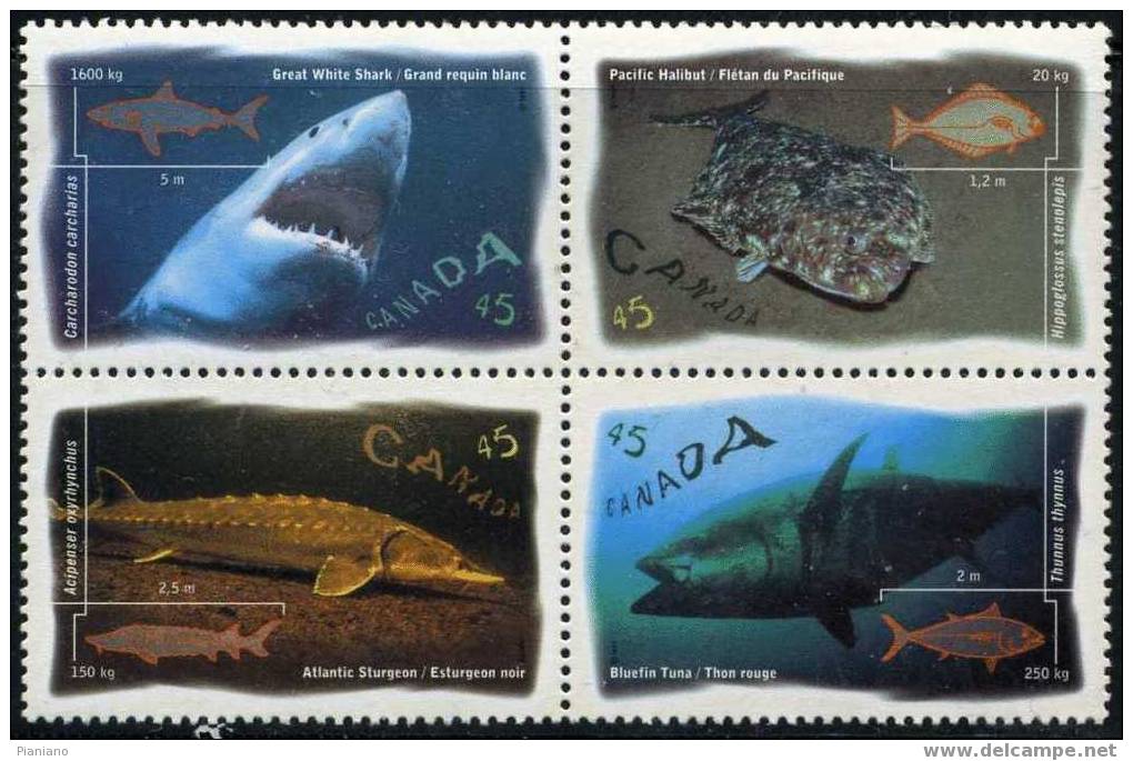 PIA - CAN - 1997 - Faune - Poissons Marins - (Yv 1511-14) - Neufs
