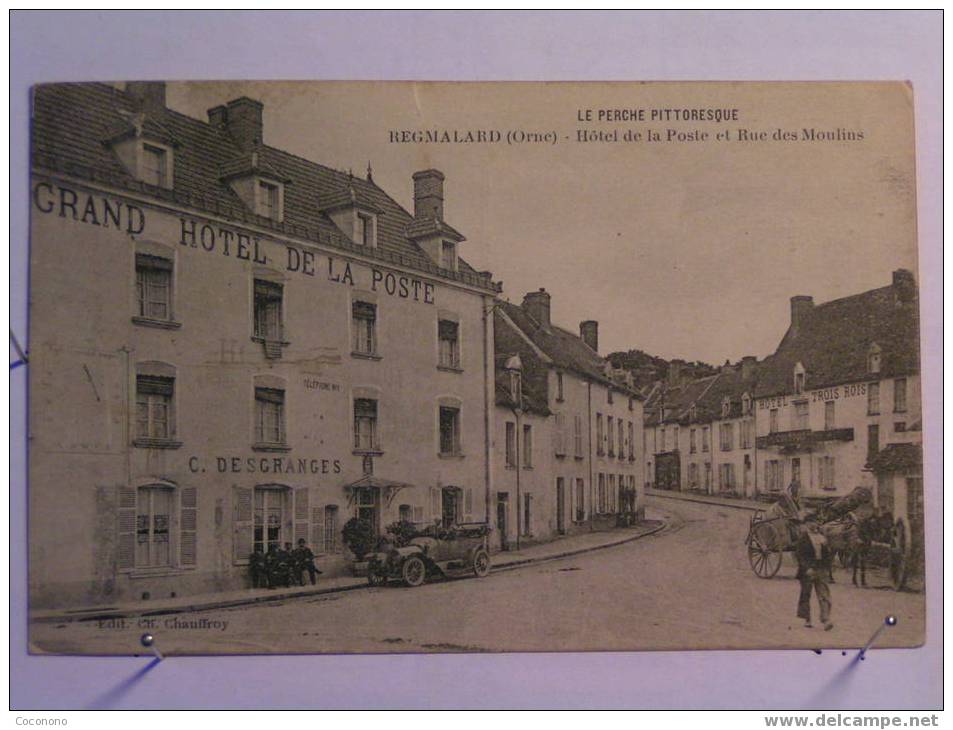 Rémalard (Regmalard) Hotel De La Poste Et Rue Des Moulins - Tacot, Charette - Remalard