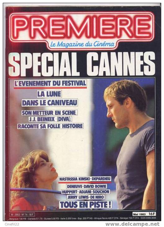 PREMIERE - N° 74 - Mai 1983 - Festival De CANNES, Nastassia KINSKI, Gérard DEPARDIEU .... - Cinéma