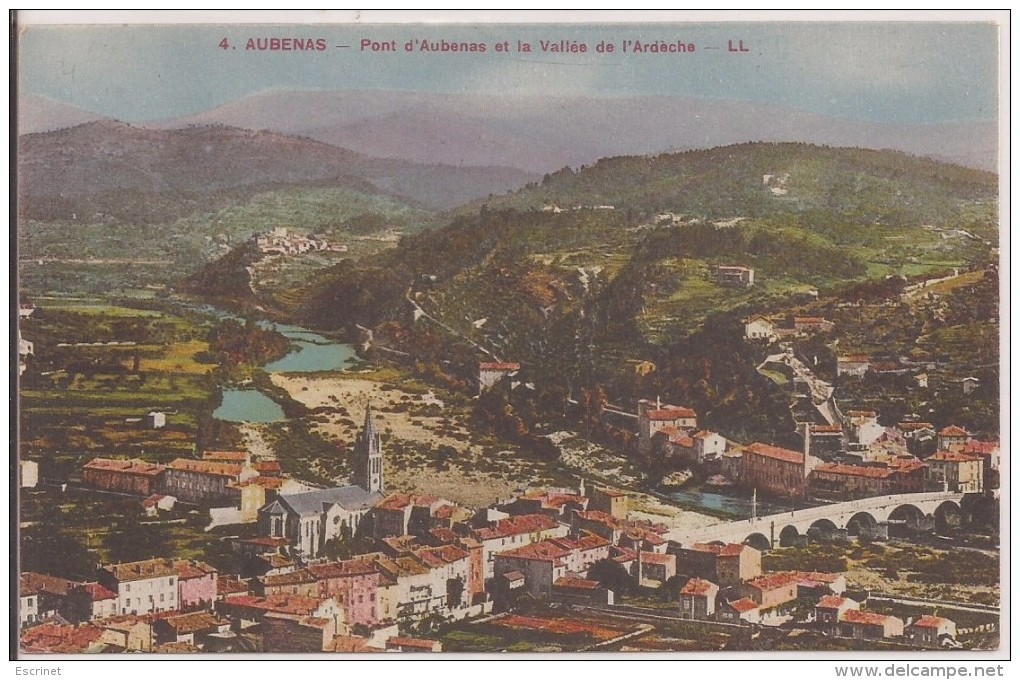 Aubenas : Pont D Aubenas Et La Vallée De L Ardeche -  Version Colorisée - Aubenas