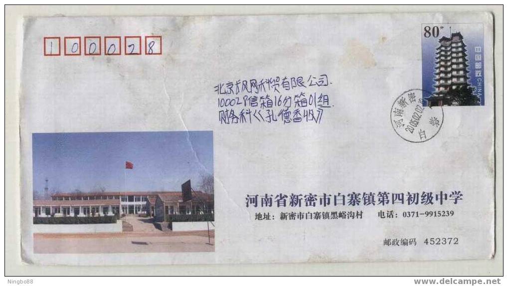 Basketball Stand,China 2004 Henan Xinmi No.4 Primary School Postal Stationery Envelope,some Flaws - Basket-ball