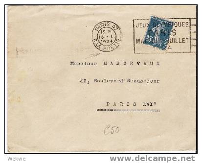 Oy108 / R.la BOETIE – Maschinenstempel-Vorauswerbung – Spiele Paris - Sommer 1924: Paris