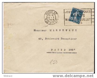 Oy108 / R.la BOETIE – Maschinenstempel-Vorauswerbung – Spiele Paris - Summer 1924: Paris