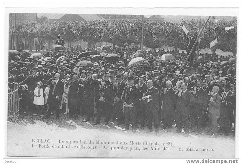 87 // HAUTE VIENNE / BELLAC / Inauguration Du Monument Aux Morts (9 Sept 1923 / La Foule, Les Autorités / Ometz Photo ** - Bellac