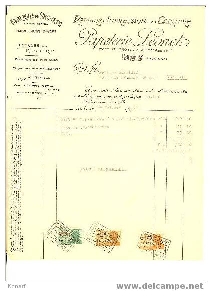 VIEILLE FACTURE De HUY " Papeterie Léonet " 1951 . - Drukkerij & Papieren