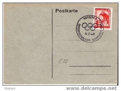 Oy123 / Sonderstempel “Österreichischer Olympiatag” 1948 Auf Karte - Sommer 1948: London