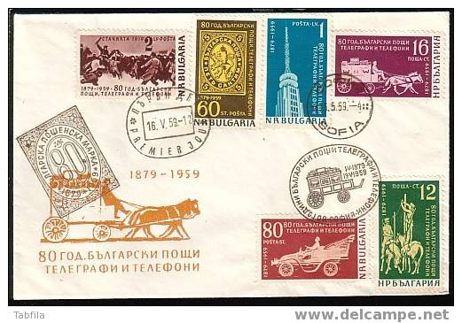 BULGARIE - 1959 - 80an Bulg.Post  Spec.cover - Postkoetsen