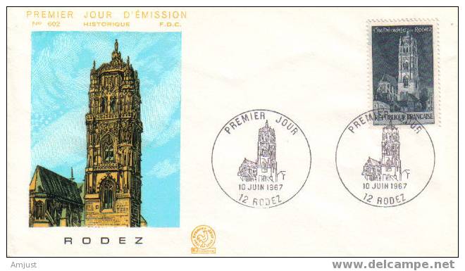 France FDC 1967 (No. Y.&T.1504 ) Rodez - 1960-1969