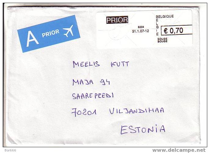 GOOD Postal Cover BELGIUM - ESTONIA 2007 - Postage Paid 0,70€ - Other & Unclassified