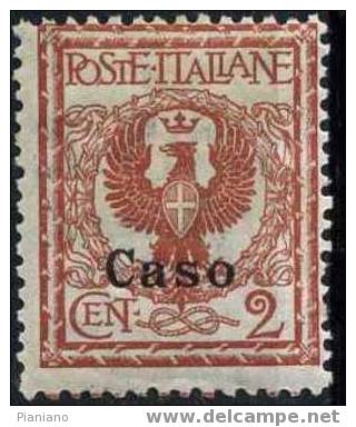 PIA - EGEO - CASO - 1912 - Fr. D'Italia Soprastampato - (Sas 1) - Egeo (Caso)