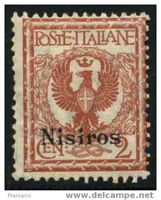 PIA - EGEO - NISIRO - 1912 - Fr. D'Italia Soprastampato - (Sas 1) - Ägäis (Nisiro)