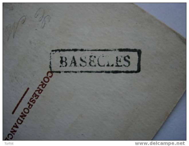 POSTKAART (PERUWELZ) VANUIT BRUSSEL 1911>SOIGNIES GRIFFE ENCADREE "BASECLES" - Langstempel