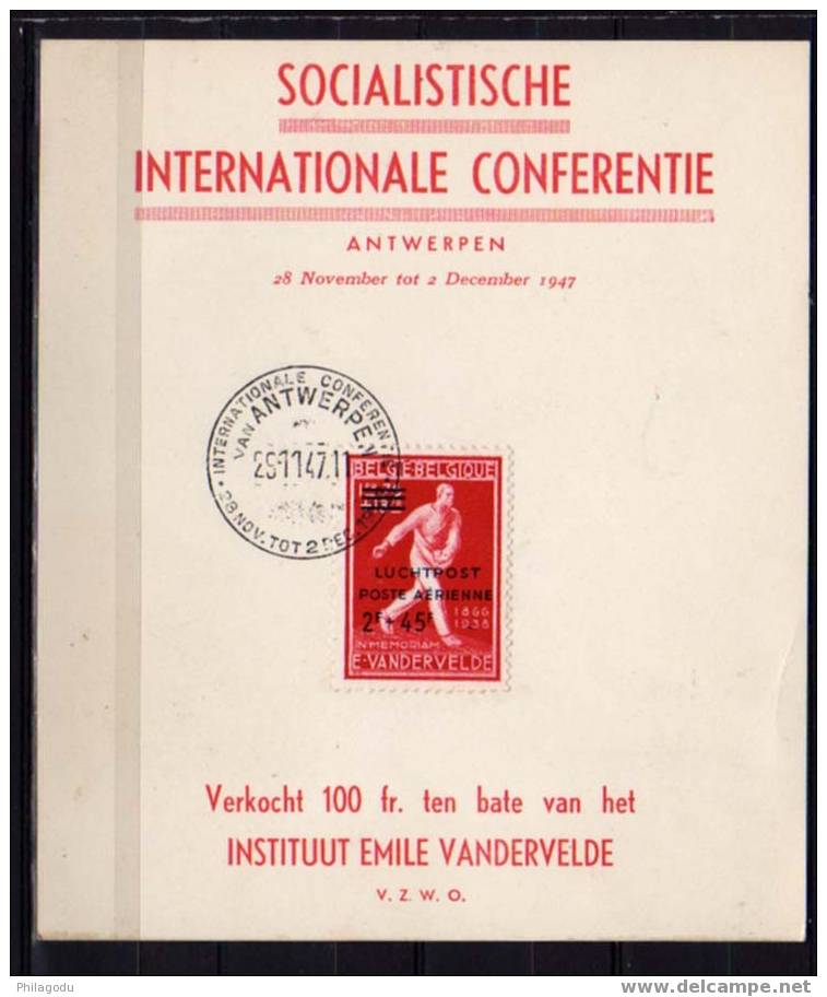 Belgique 1947, Carte Souvenir Conférence Internationale SOCIALISTE D’Anvers, Cachet Antwerpen, - Sonstige & Ohne Zuordnung