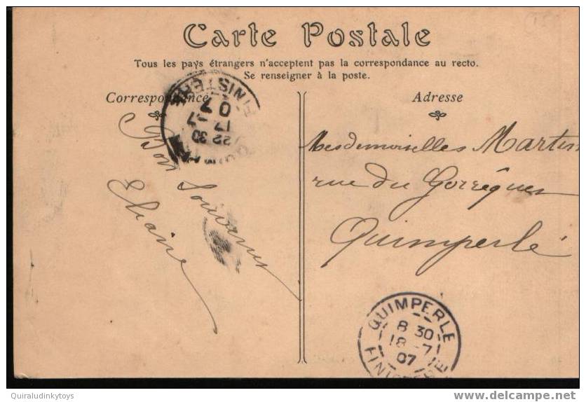 LANDERNEAU La Place Toul Coq Vielles Maisons Cpa Animée Ayant Voyagé En 1907 Bon état Voir Scans - Landerneau