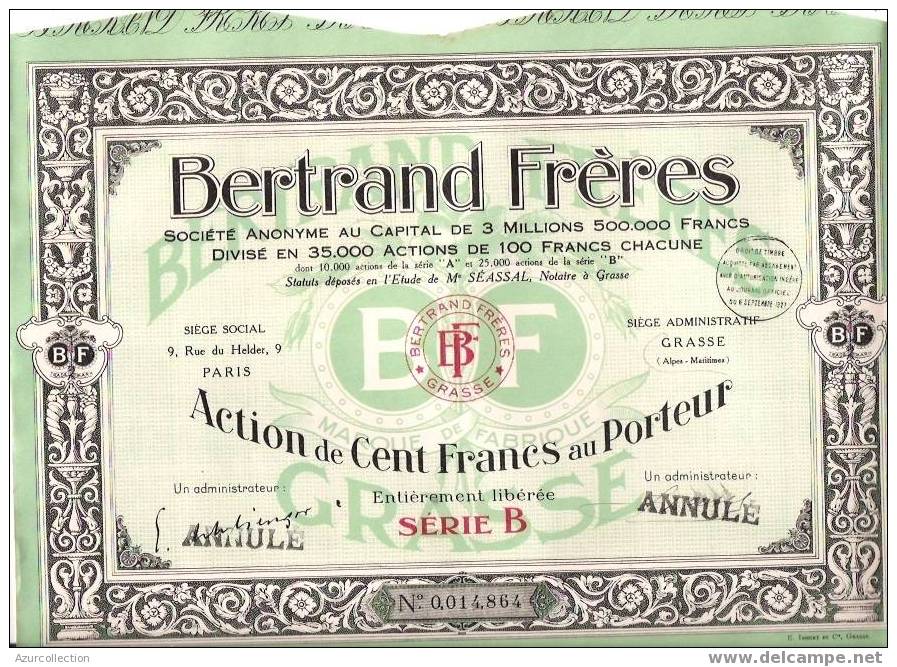 TITRE  . BERTRAND FRERES  .GRASSE .06 - Profumi & Bellezza