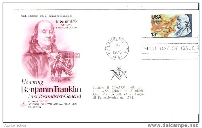 U.S.A. B.FRANKLIN   .1976 - Francmasonería