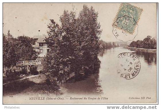 Neuville   Restaurant Du Gougeon De L Oise  1906 - Jouy Le Moutier