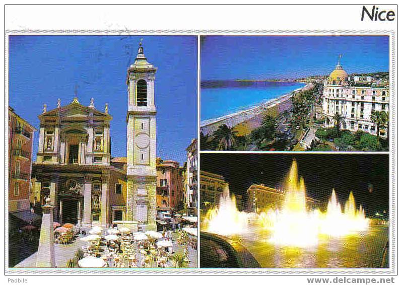 Carte Postale De Nice - Les Jets D'eau, Terrasses De Cafés,  La Plage - Cafés, Hotels, Restaurants