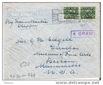 Nl087/  NIEDERLANDE - Mi. 464 (2 X) Auf 5 G Luftpost Nach USA – Dt. Zensur – 1941 - Briefe U. Dokumente