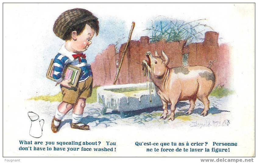Fantaisie : Carte Cochon .Illustrateur. - Pigs