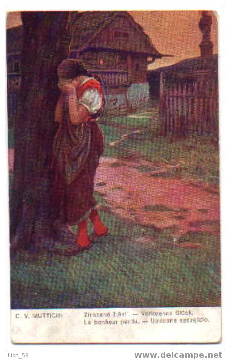 Czech Illustrator C.V.MUTTICH  - CZECH VILLAGE GIRL Pc / Ser.1125 KVKV / MK / BULGARIA WW1 CENSOR PLOVDIV - Muttich, C.V.