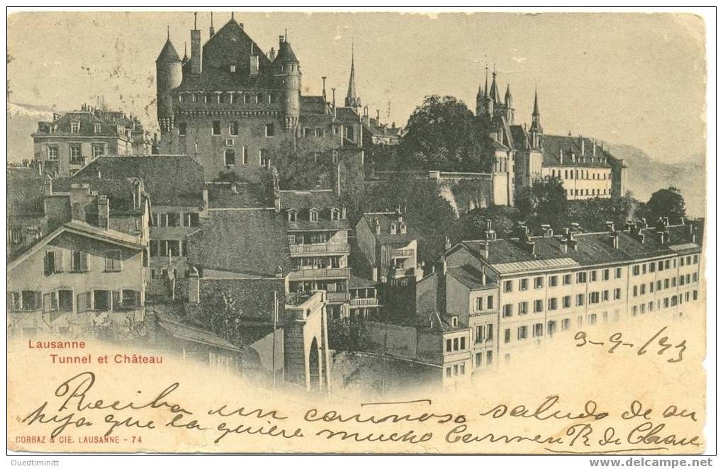 Suisse.Lausanne.Tunnel Et Château.CPA Précurseur.1903. - Lausanne