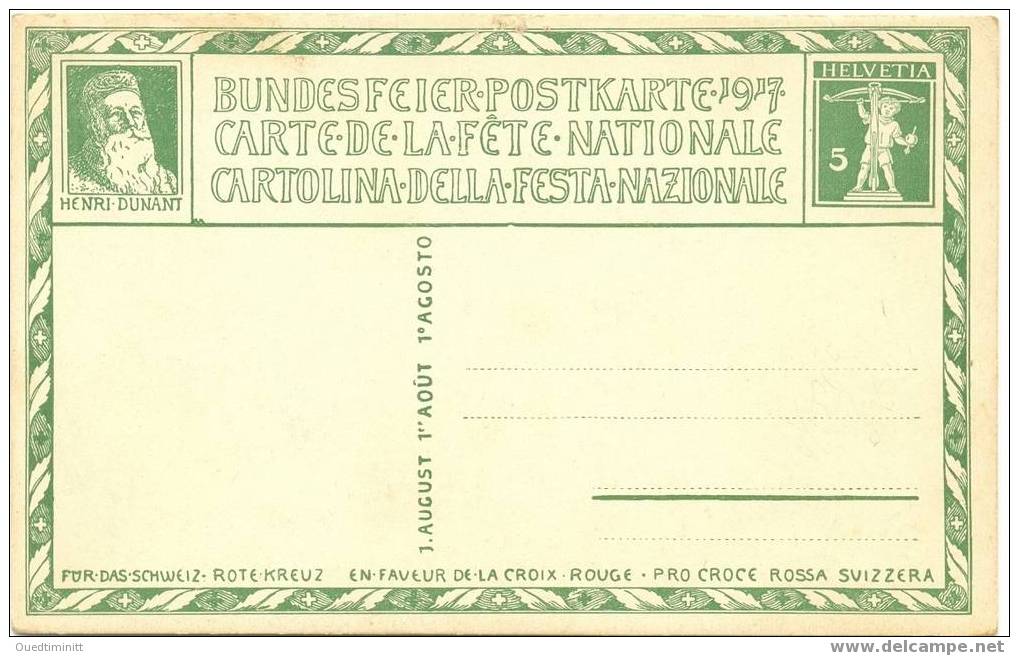 Suisse.Carte Trilingue De La Fête Nationale.1917.dessin De Bosravits. Remarquable !!! - Autres & Non Classés