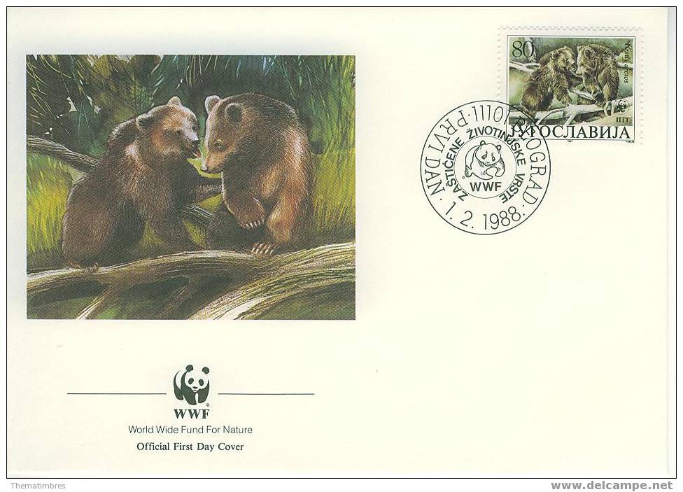 W0461 Ours Ursus Arctos Yougoslavie 1988 FDC Premier Jour WWF - Ours